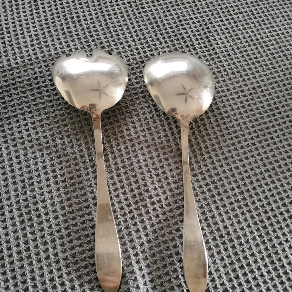 Vintage Reed And Barton Silver Plated Salad Serving Spork And Spoon Entertaining